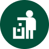 person throwing garbage in trash can icon
